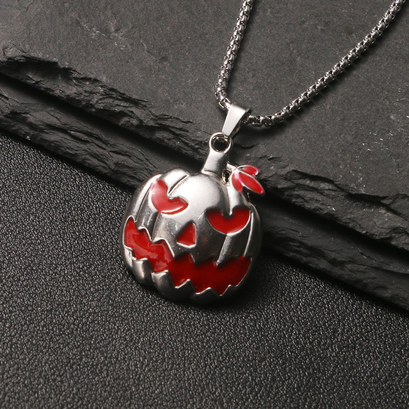 New Hot-Selling Halloween Face Oil-Drip Pumpkin Necklace for Women, Unique High-End Horror Ghost Jewelry
