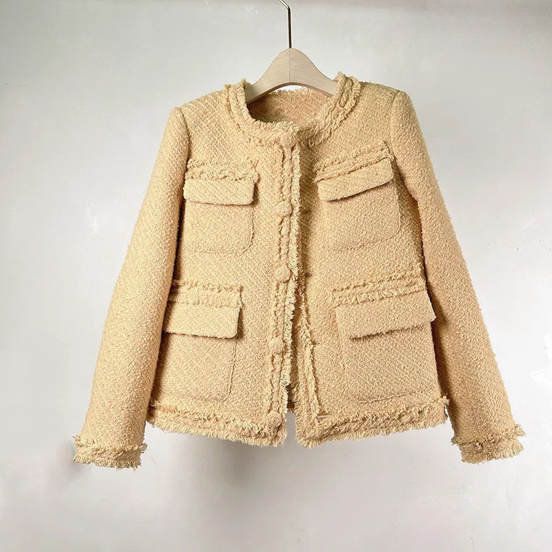 French Style Elegant Elegance Jacket for Women Tweed Spring New Fashion Tassel Book