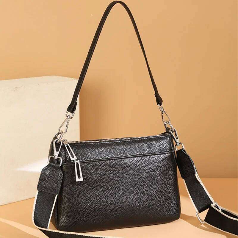 High Quality Real Cow Crossbody Tote Bag Fashion Shoulder Messenger Bags Solid Color Genuine Leather Handbags Female Sac