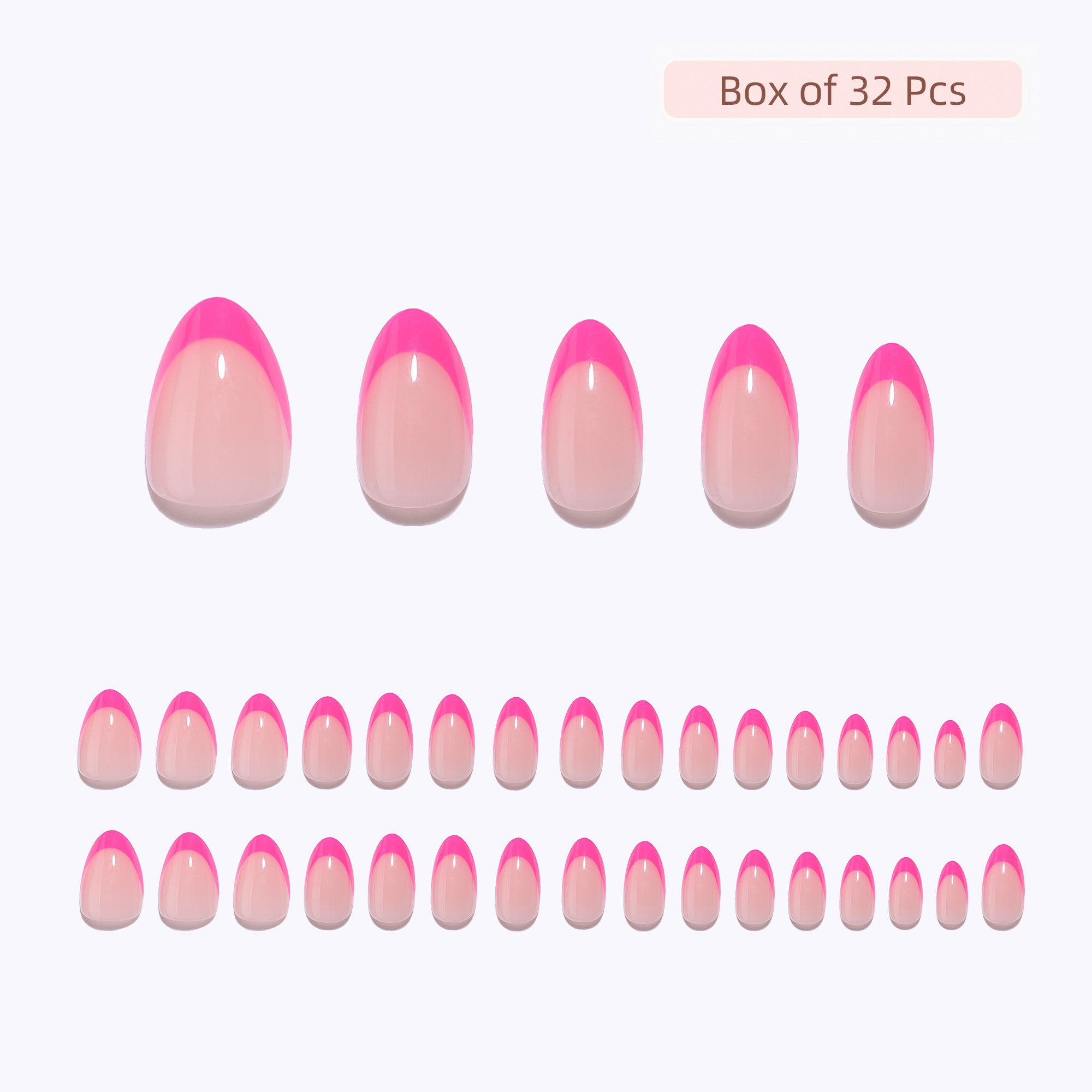 Rose-Tinted French Acrylic Gel Tips for Manicure Set Includes Adhesive + Variety Packaged Collection