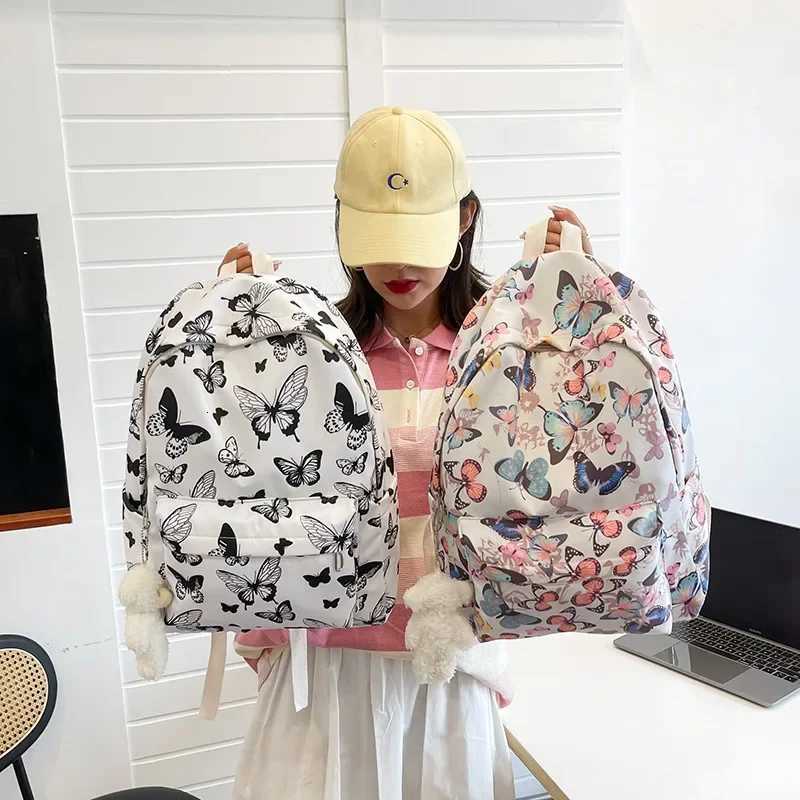 Fashion Butterfly Pattern Korean Women Backpack Student Backpack for School Book Storage and Travel Organizer backpack with screenXJ250814