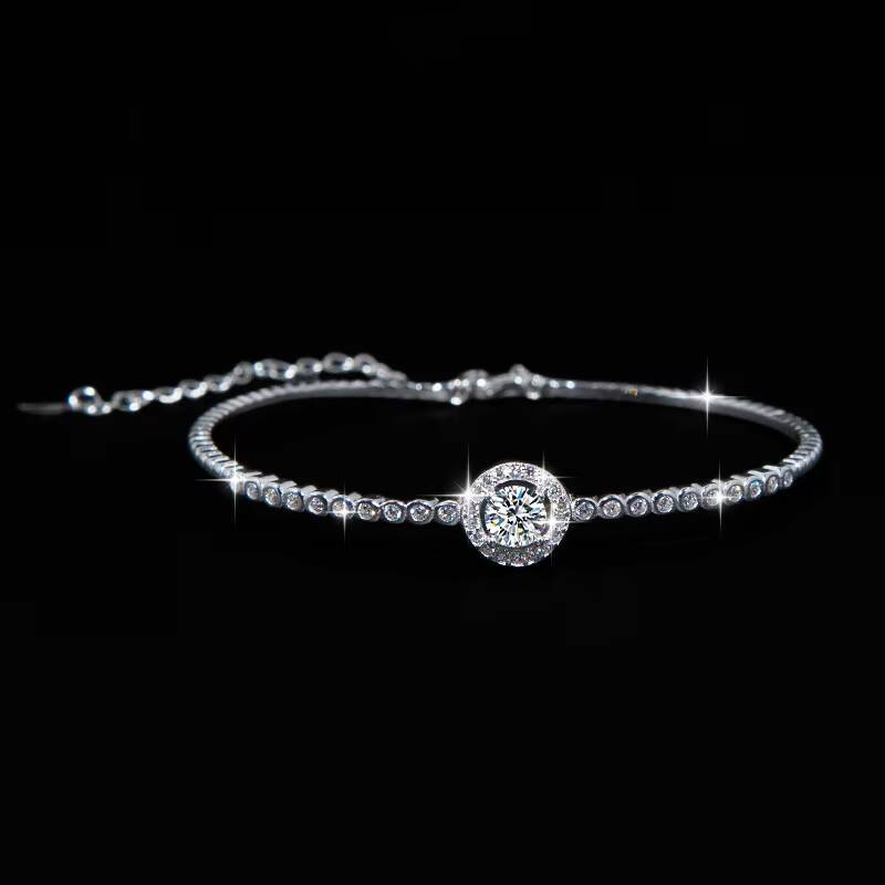 Women's Fashion Sier Tennis Charm Bracelet Fine Moissanite Jewelry for Women