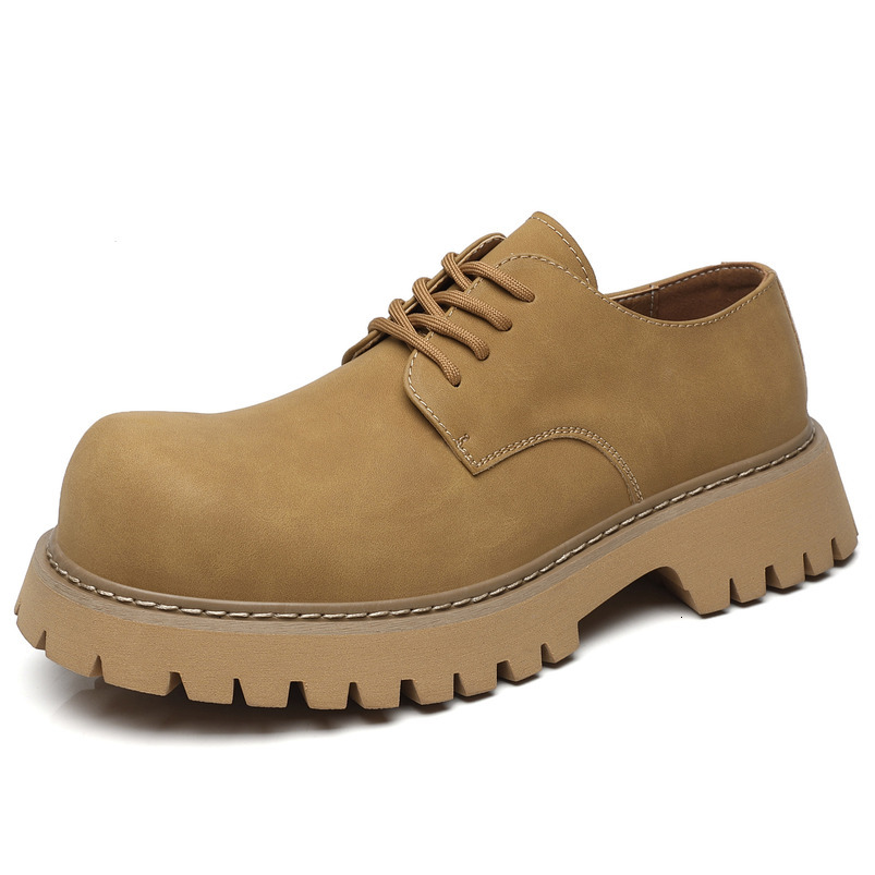 Leather British Style Business Formal Thick Sole Height Increasing Wedding Groom Men's Round Toe Derby Shoes