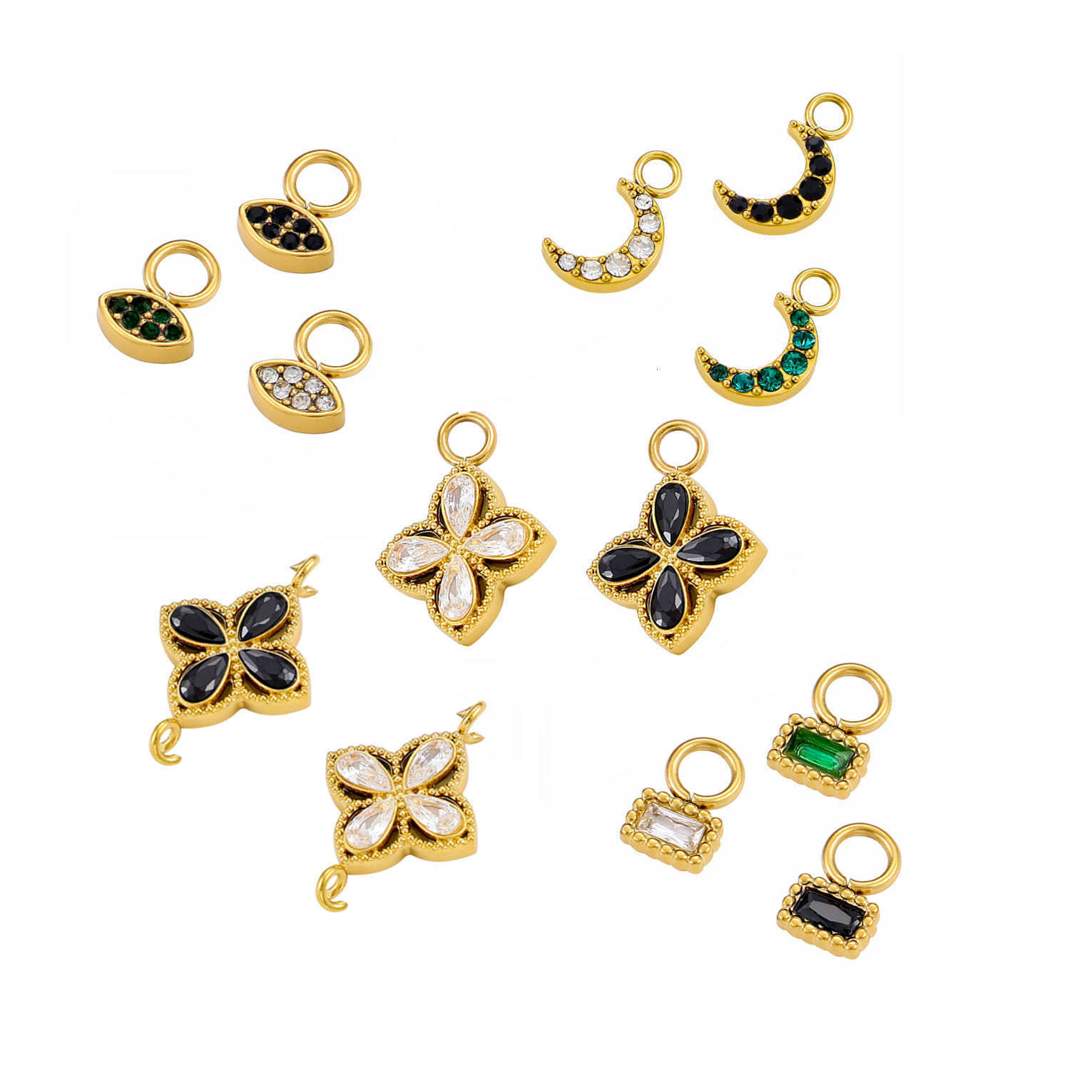 Charms 10pcs Cubic Zirconia Pave Fleur De Lis American Football Mix Charm Exquisite Pendant Bundle for Women Necklace Bracelet Making 230907