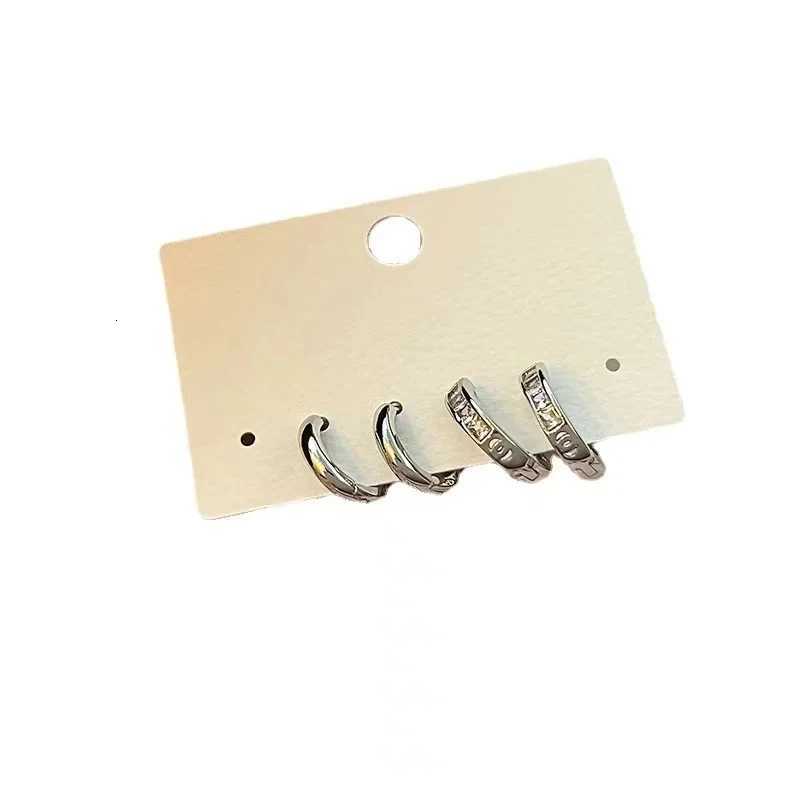 4Pcs/set Stainless Steel Aesthetic Zircon Crystal Hoop Earrings for Women Girl New Y2K Cool Daily Wear Jewelry Accessories XJ250814