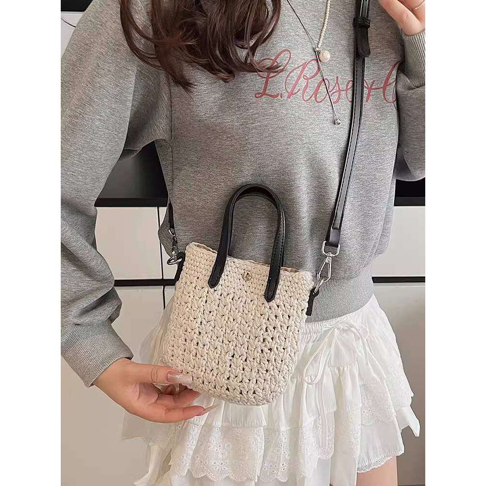 free shipping Vacation Casual Beach for Women Summer New High-end Woven Phone Bucket Bag