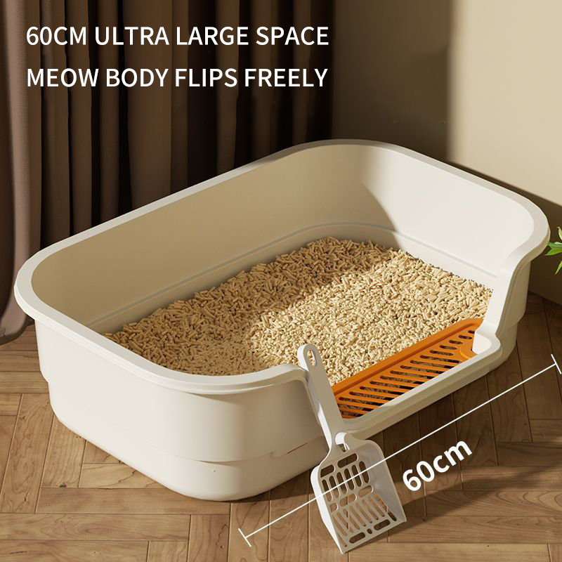Pet litter box, oversized cat toilet, semi enclosed, open, breathable, odorless, splash proof pet supplies
