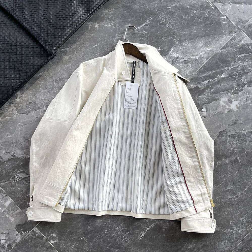 Designer Clothing 2025 Men's Bomber Jacket Cotton And Linen Blend Light Tops 2025 Summer Old Money Style Natural Casual Business Outerwear
