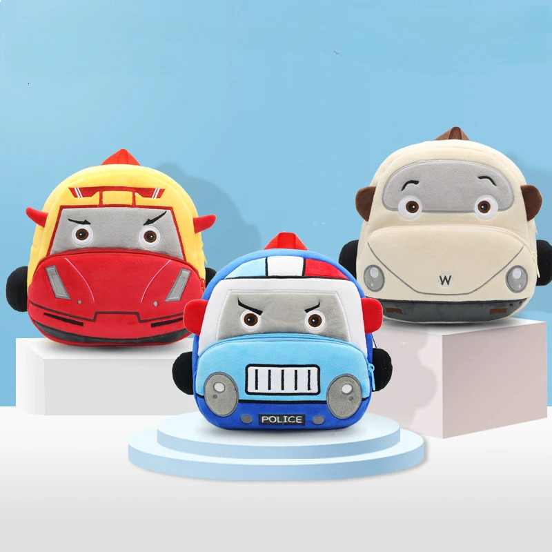 Plush Kids Backpack Boy Kindergarten Backpack Cartoon Car Mother Kids Bags for Girl Toddler Backpack School Bags Mochila 250813