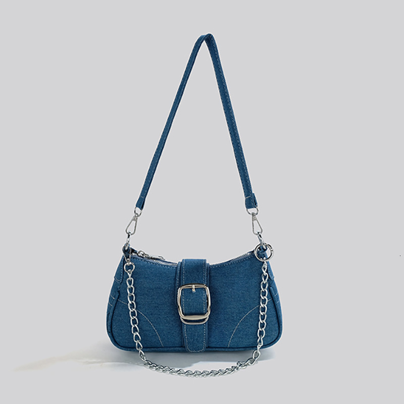 High-End Denim Canvas for Women New Trendy Shoulder Chain Crossbody Small Square Bag