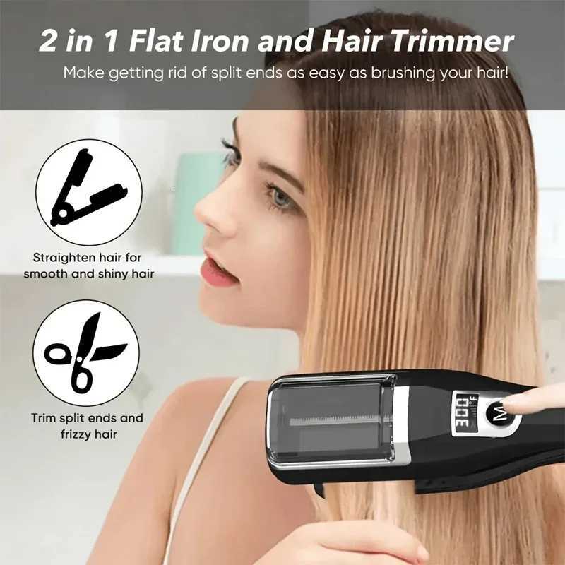 Professional 2 In 1 Flat Iron Adjustable Temperature Hair Trimmer Straighten And Repair Split Ends Hair Straightener W250814