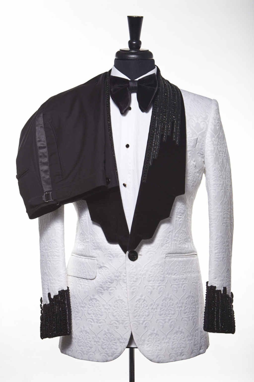 Floral Pattern Mens Tuxedos Designer Lapel Groom Wedding Pants Set Male Fashion Suit Customized Made Clothing 2 Pieces