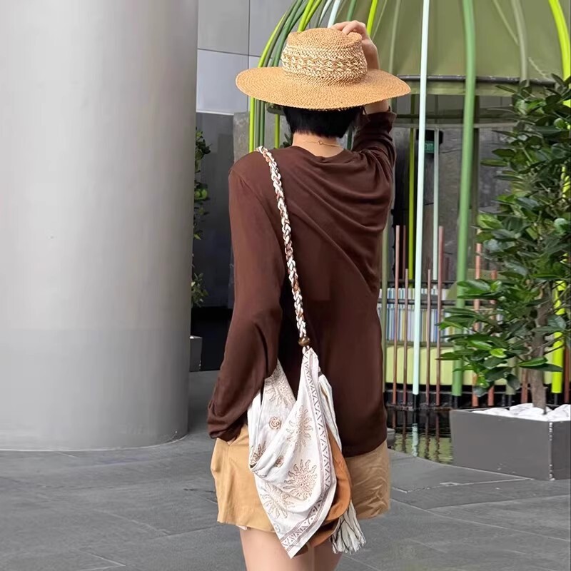 2025 new fashion designer tassel rope woven women's diagonal shoulder bag
