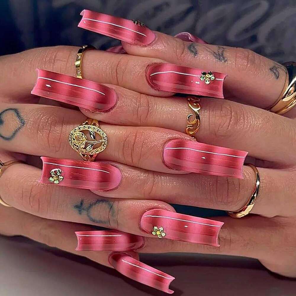 24pcs European Ballet Press on Punk Cool Coffin Head Fake Long Spice False Nails for Women Girl Wearable X250814