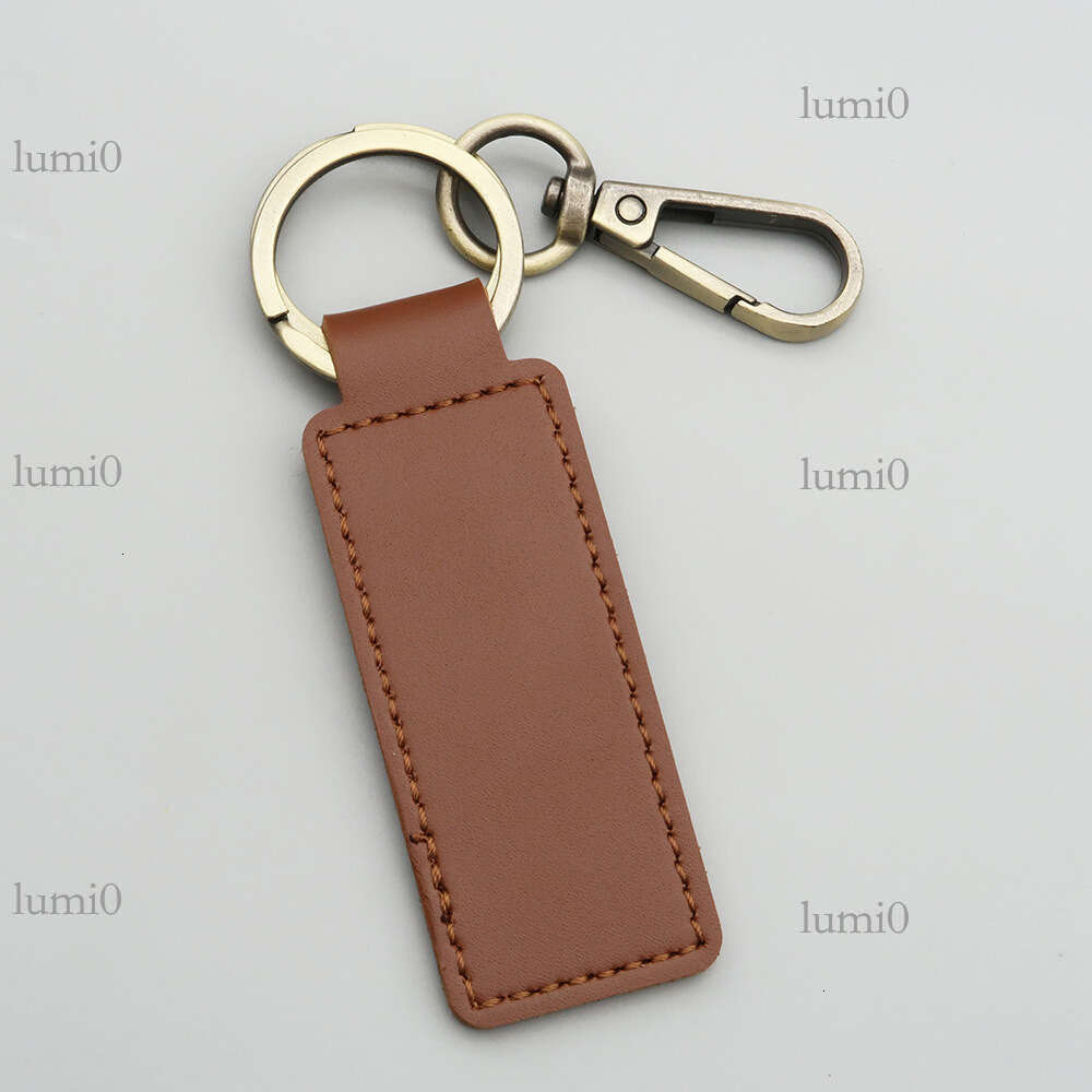 PU Leather Keychain Double-Sided Stitching Printable Bag Pendant Business Small Gift
