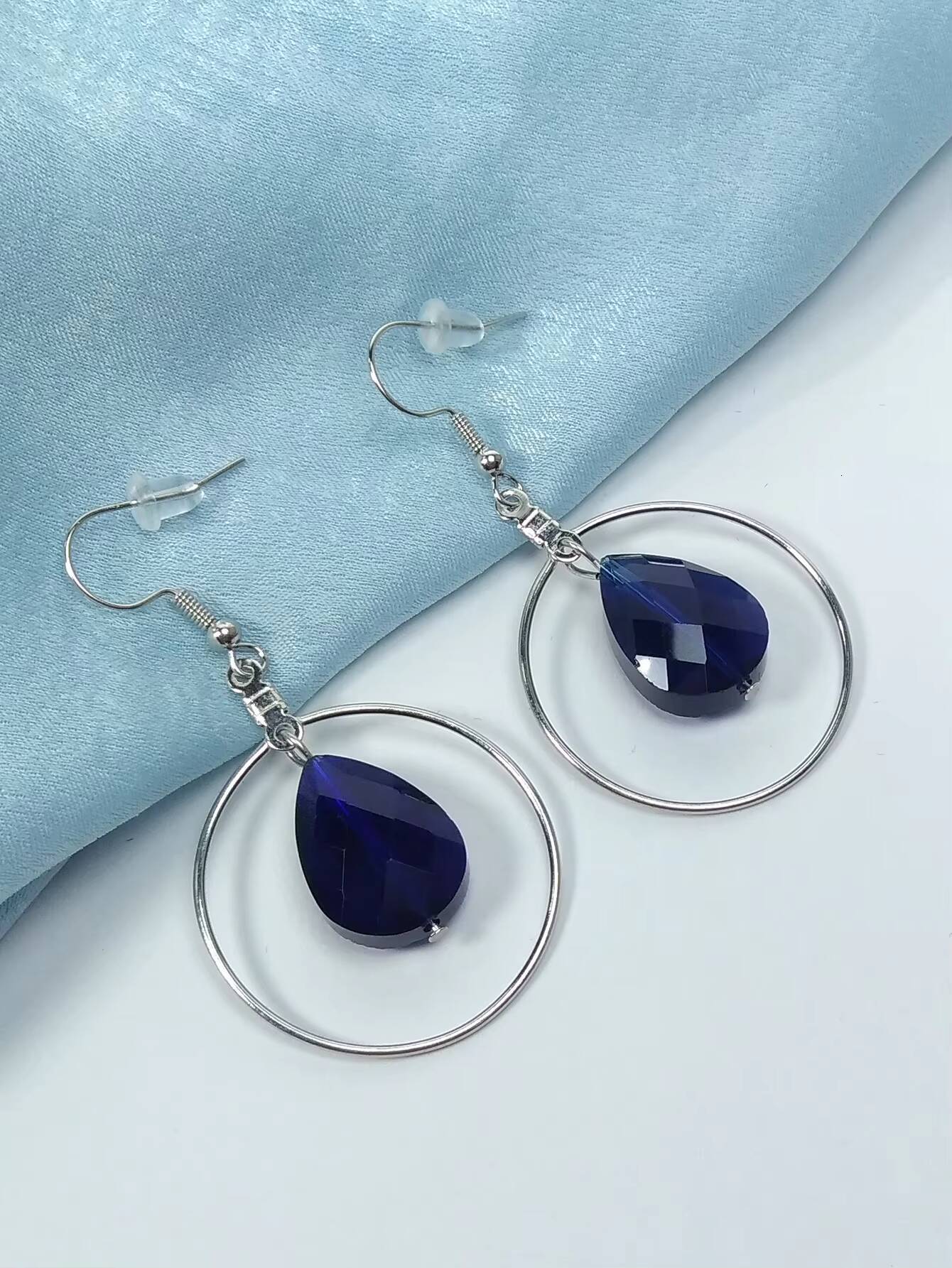 Round fashion Earrings, Female Personality Exaggerated, Water Drop Glass Earrings