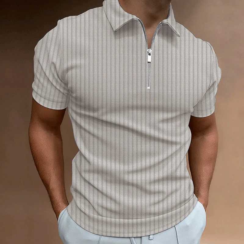 2024 New Short Sleeve Summer Europe And The United States New Polo Shirt Zipper Striped Short Sleeve Mens Polo Shirt XJ250804