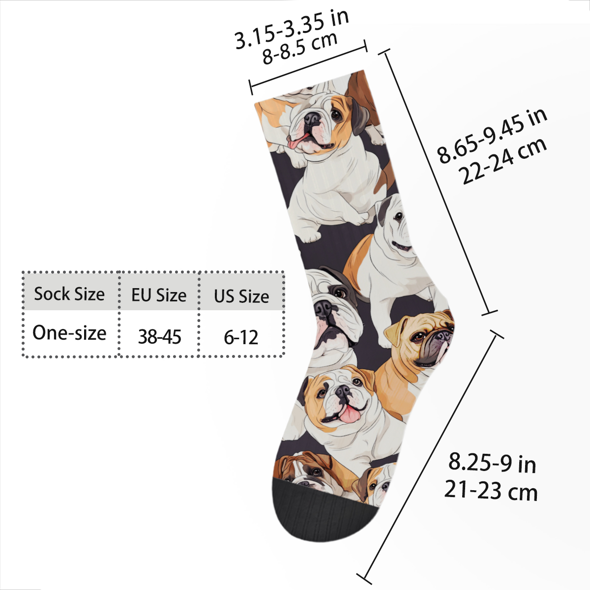 Cute English Bulldog Collage Unisex Tube Designer Socks C145