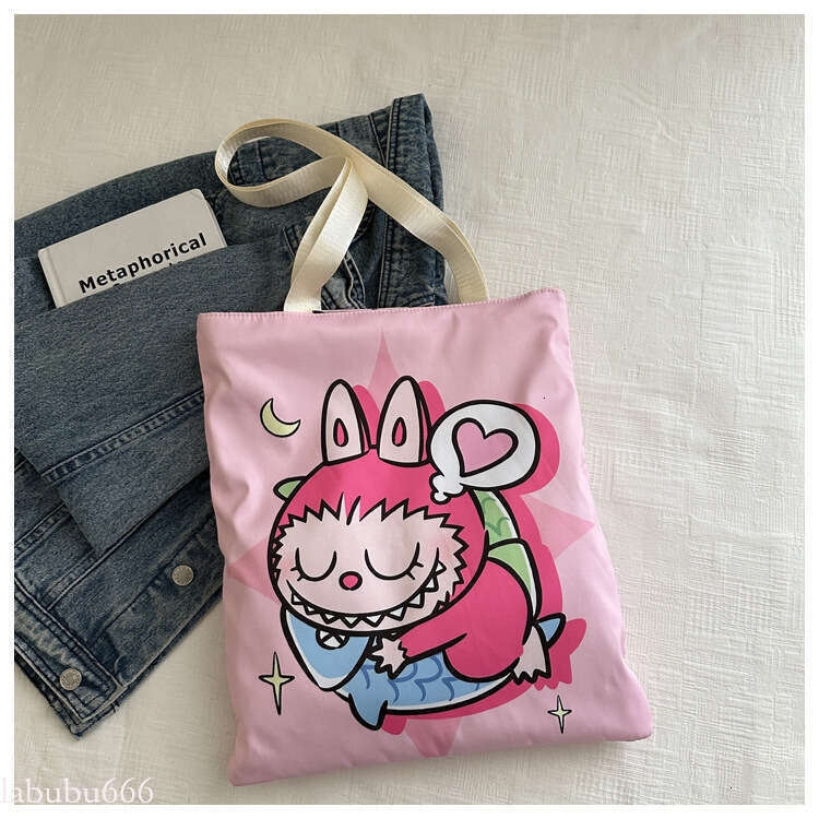 New Labubu Single Eco-friendly Canvas Casual Shoulder Shopping Internet Celebrity Bag Cartoon