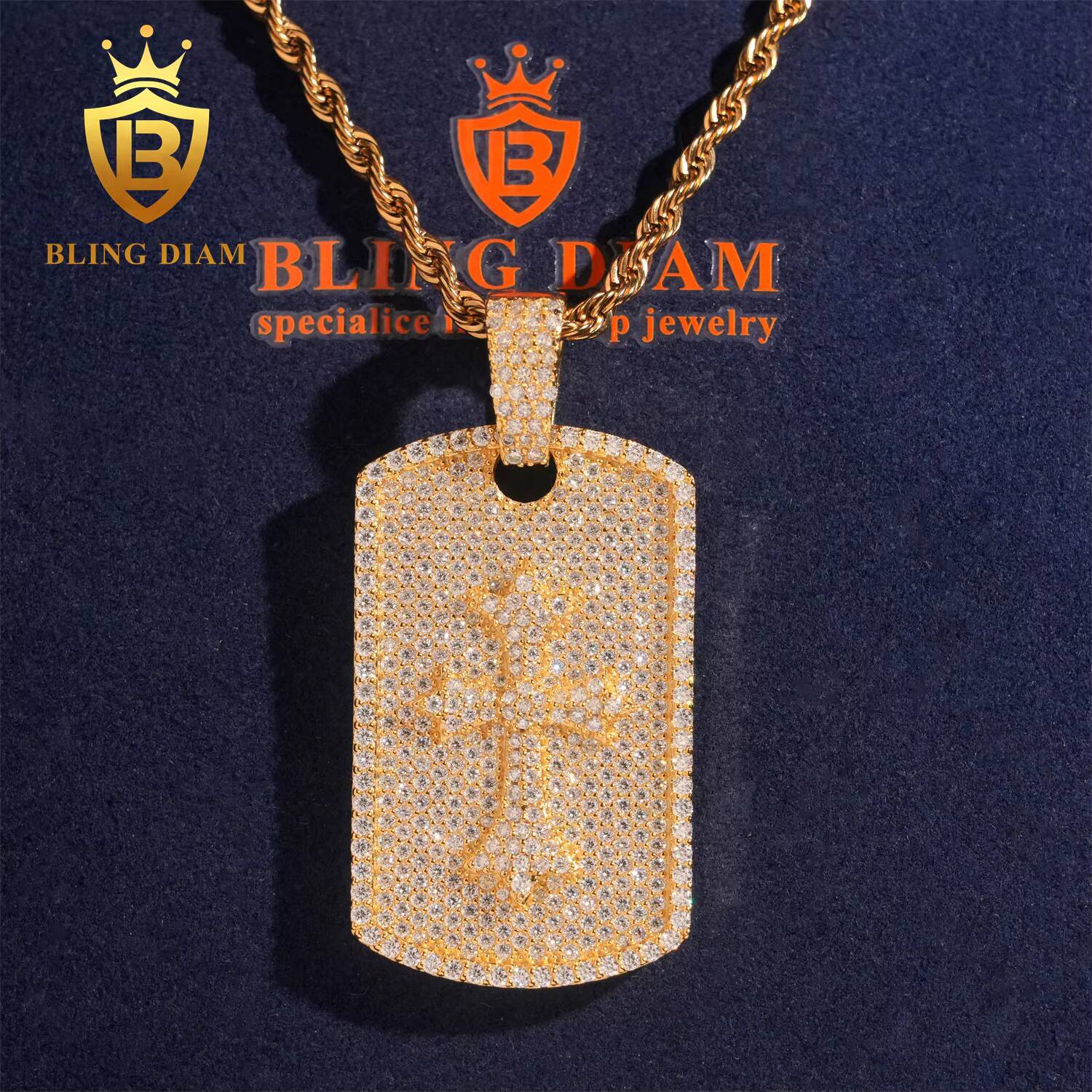 Hip Hop Jewelry Tag Pendant Fully Iced Out Moissanite Diamond Pendant 925 Soild Silver Ready to Ship