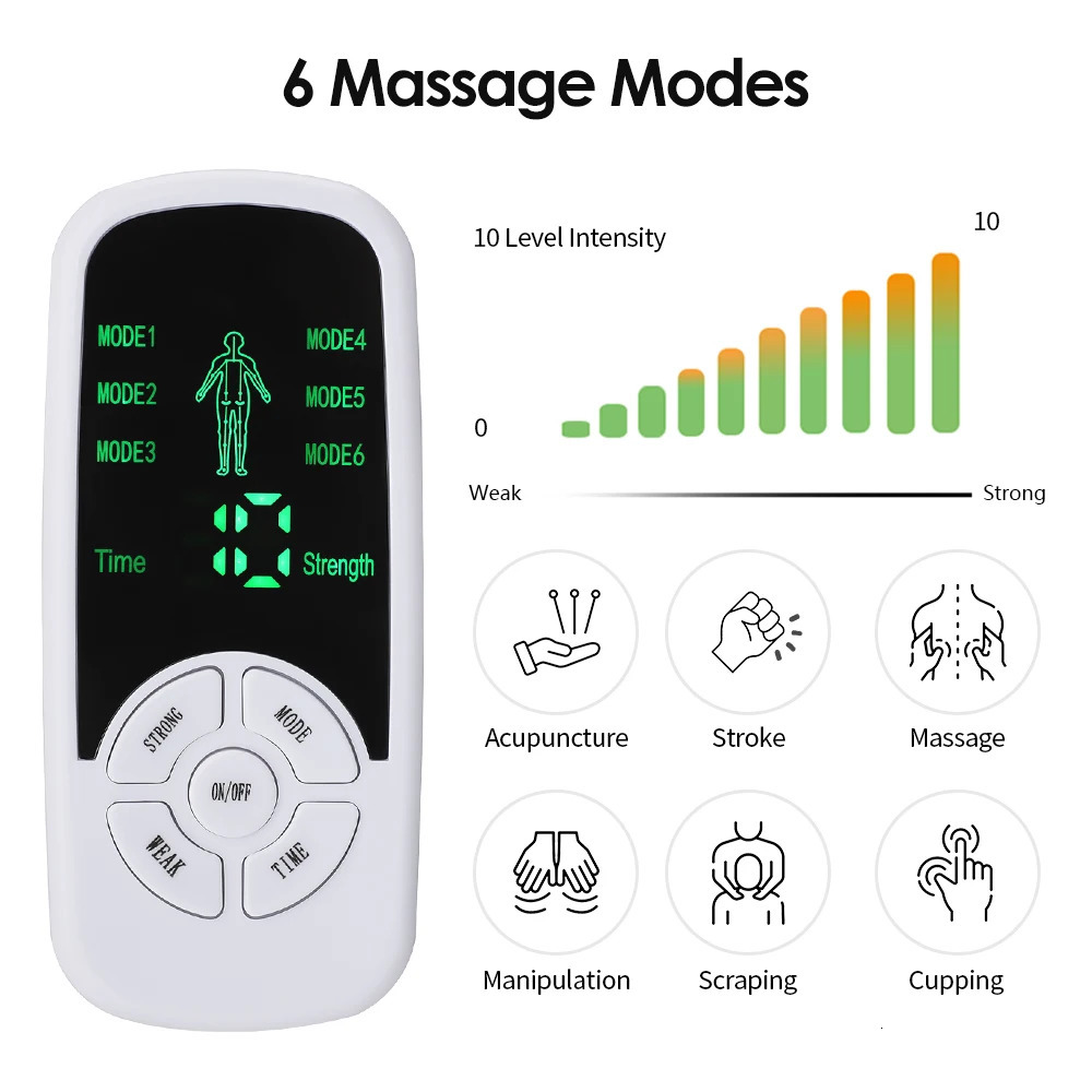 EMS Electric Muscle Stimulator 6 Modes Tens Unit Machine Meridian Physio Pulse Abdominal Prostate Body Massager 250812