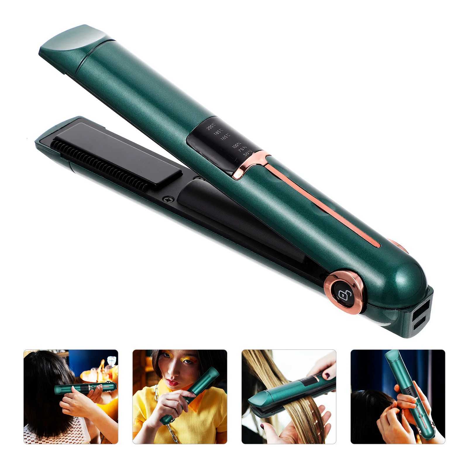 Compact USB Rechargeable Hair Straightener Curler Adjustable Temperature Portable Hair Styling Tool for Home Barbers Hair Care W250814