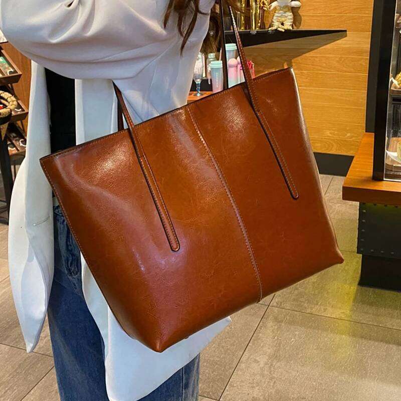 Toptrends Vintage Cow Genuine Leather Large Tote For Women Designer Shopping Shoulder Bags Work Ladies Handbags bag