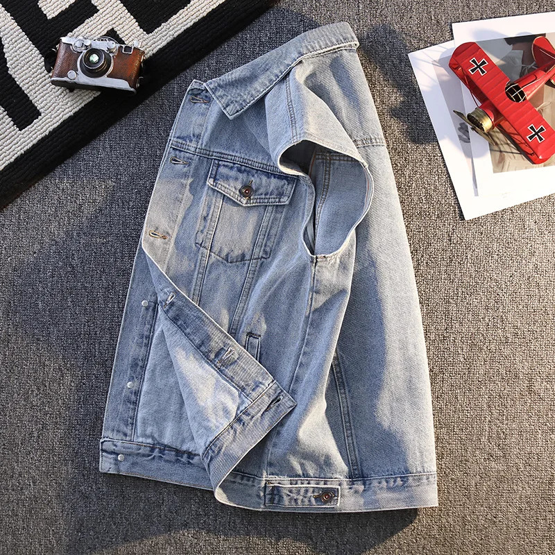 Trendy Mens Denim Vest Slim Fit Solid Color Cotton Breathable Casual Waistcoat Comfortable Sleeveless Shirt 250805