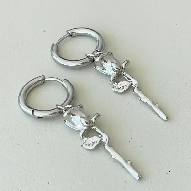 Y2k Gothic tie Stainless Steel Rivets Hoop Earring Hip Hop Punk Teeth Heart Bow Star Dangle Earrings Party Jewelry 250812