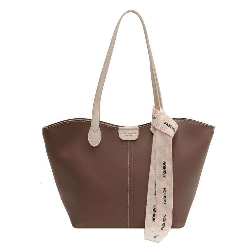 2024 New Urban Minimalist Tote PU Car Sewn Women's Large Capacity Handheld Shoulder Bag