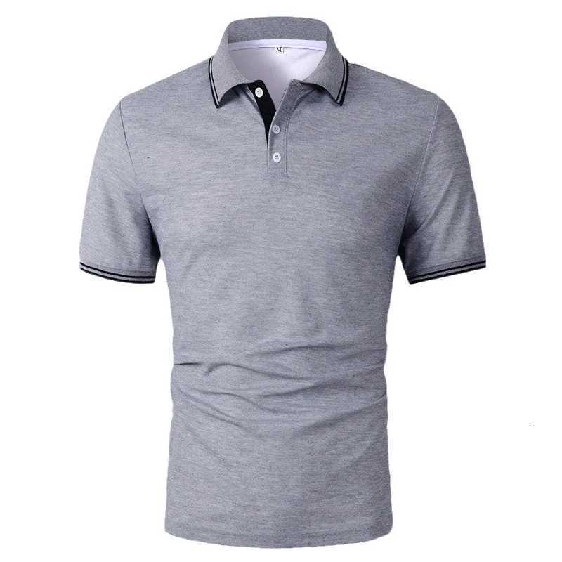100% Polyester Men Summer Fashion Short Sleeve Polo Shirt Men Sport Lapel Tops Polo Shirt Collar Spell Color Design Polo Shirt XJ250804