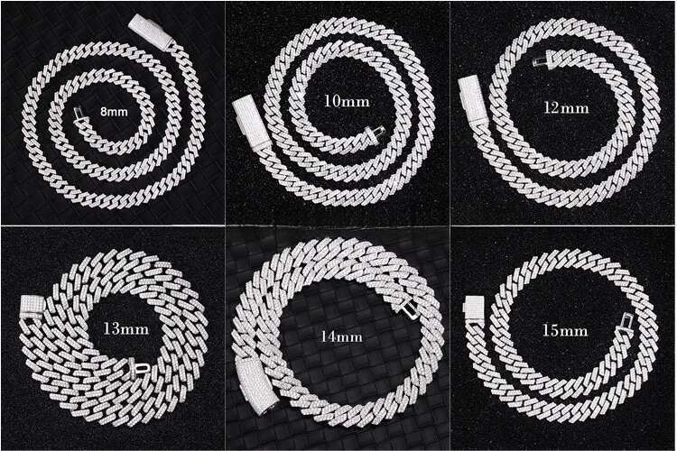 RTS 6-15mm VVS dia moissanite Necklace S Sier GRA Moissanite Cuban k chain fine jewelry necklaces