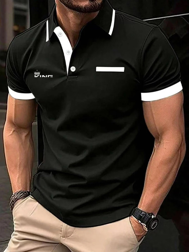 Mens Polo Shirt Golf Shirt Casual Sports Lapel Short Sleeve Fashion Basic Color Block Patchwork Summer Regular Fit Polo Shirt 250813