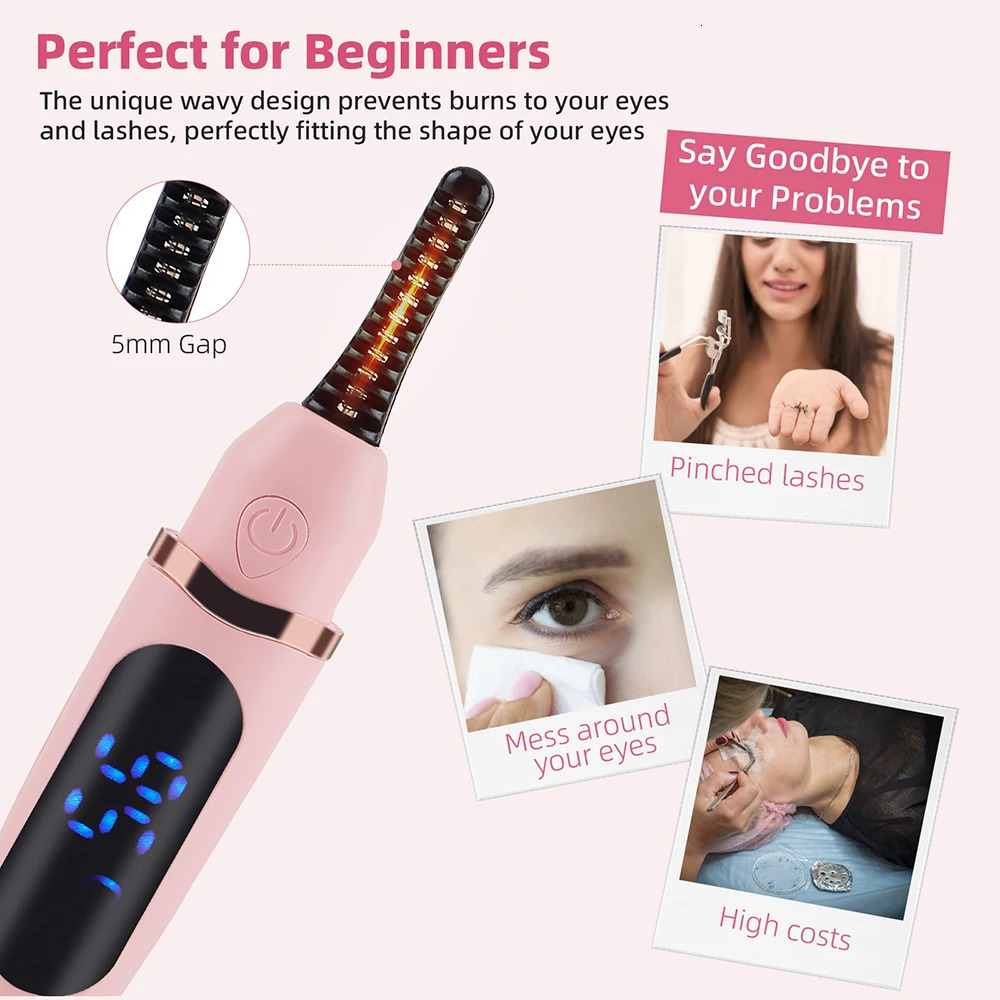 Electric Eyelash Curler Long-lasting Curling Heating Eyelash Curling Brush Ironing Eyelash Comb Eyelash Styling Makeup Tool 250813