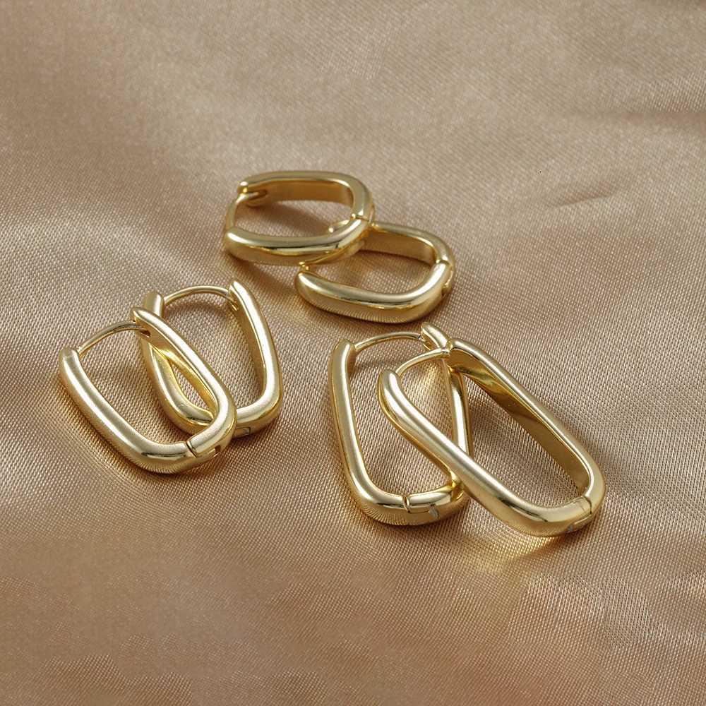 Luxury Stainless Steel Square Circle Hoop Earrings for Women 2023 Trend Elegant Wedding Jewelry Couple Gift Womens Earrings XJ250814