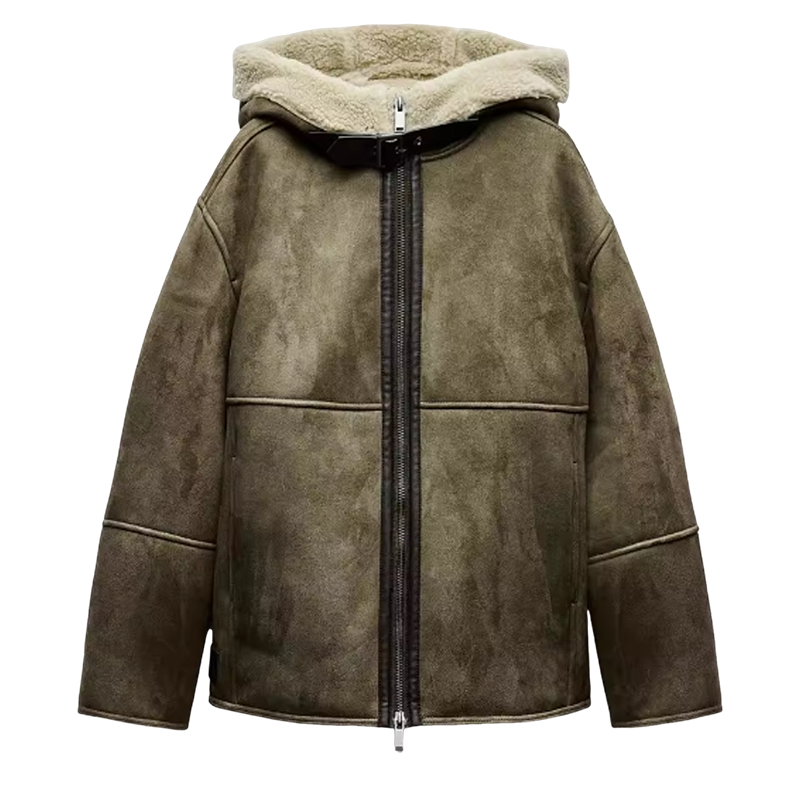 Suede, lamb fur, and fur one-piece jacket for keeping warm, small women's jacket