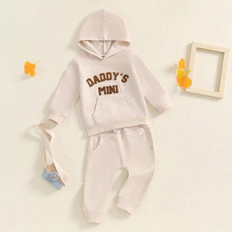 Pudcoco Baby Boy Track Suit Letter Embroidery Long Sleeve Hoodie and Elastic Sweatpants 2 Piece Clothes Outfits for Toddler 0-3T 250813