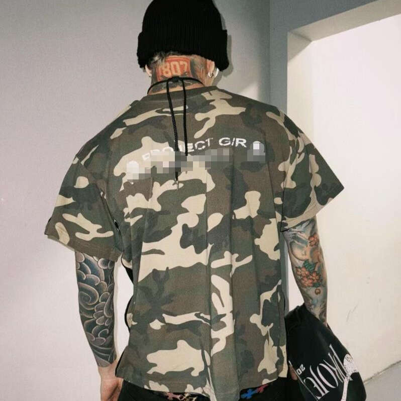 Niche Trendy Brand G/R Collaboration Skull Camouflage High Street Summer Unisex Couple Loose Short Sleeve T-Shirt Trend