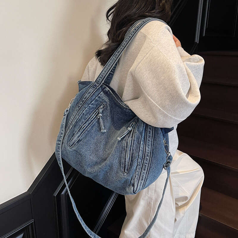 Denim Bags Designer Women for Women 2025 New Trendy Korean and Japanese Style Shoulder Large Capacity Crossbody Commuter Handbag Tote Bag