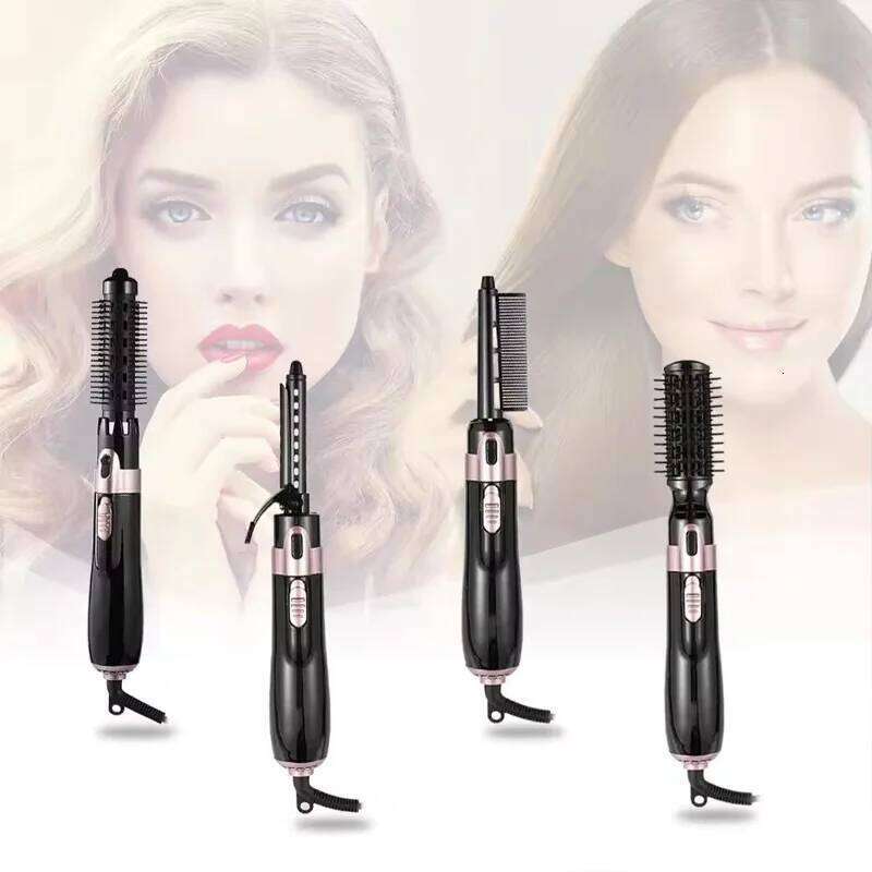 4 In 1 Brush Electric Hot Air Comb Multifunction Straightener Curler Negative Ion Hair Dryer