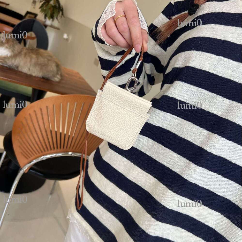 First Layer Cowhide Leather Neck Hanging Lipstick Earphone Bag Versatile Exquisite Clip Storage Coin Pouch Korean Version Mini Card Holder