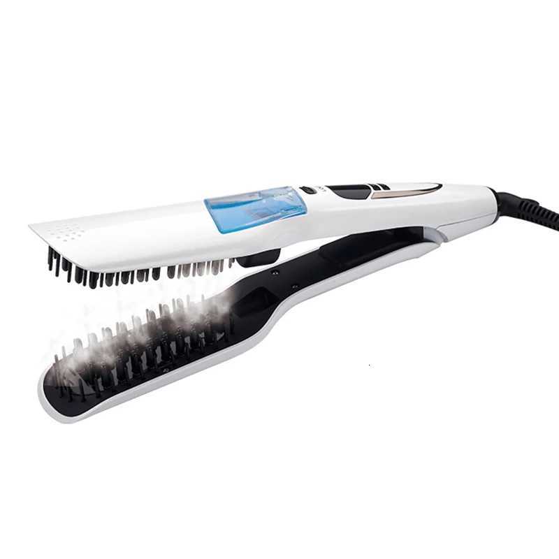 Professional Hair Straightener Brush Heating Hot Hair Combs Dual Voltage Titanium Curling Iron Steam Flat Iron W250814