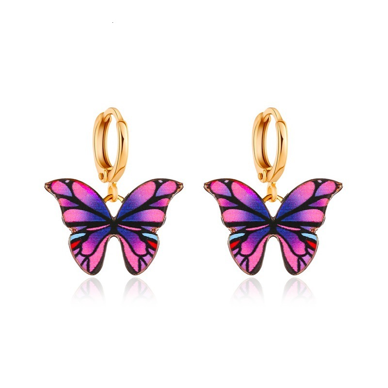 New Colorful Earrings Ins Internet Celebrity Temperament Dreamy Butterfly Buckle Ear Jewelry