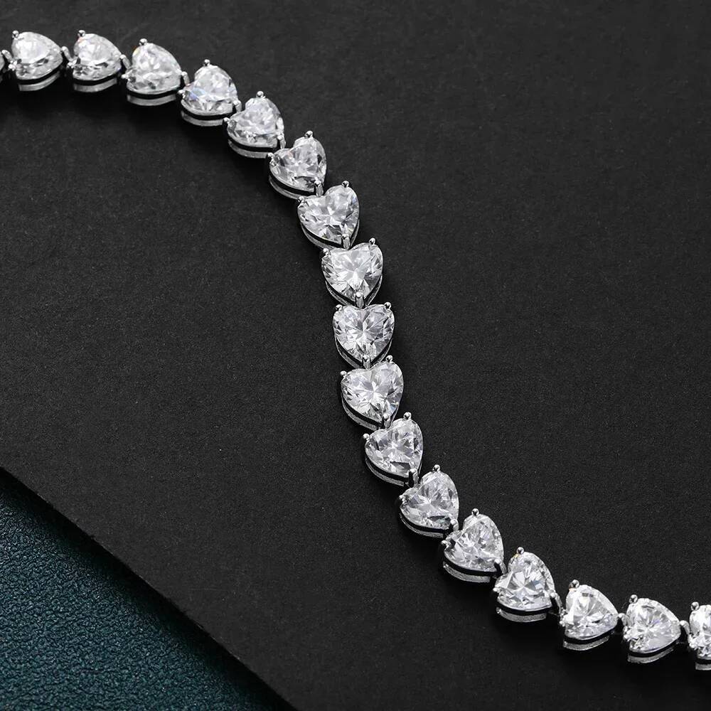Heart Shape Moissanite Tennis Bracelets with Certificates 925 Sterling Silver Sparkling Diamond Bangle Fine Jewelry for Women