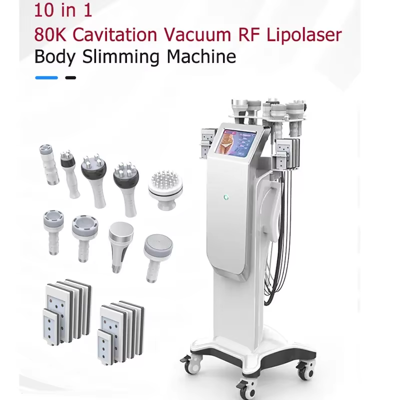 10 in 1 Rf 80k Cavitation Slimming Skin Tightening Vacuum RF Body Slimming Muscle Sculpting Cavitation Lipolaser Machine