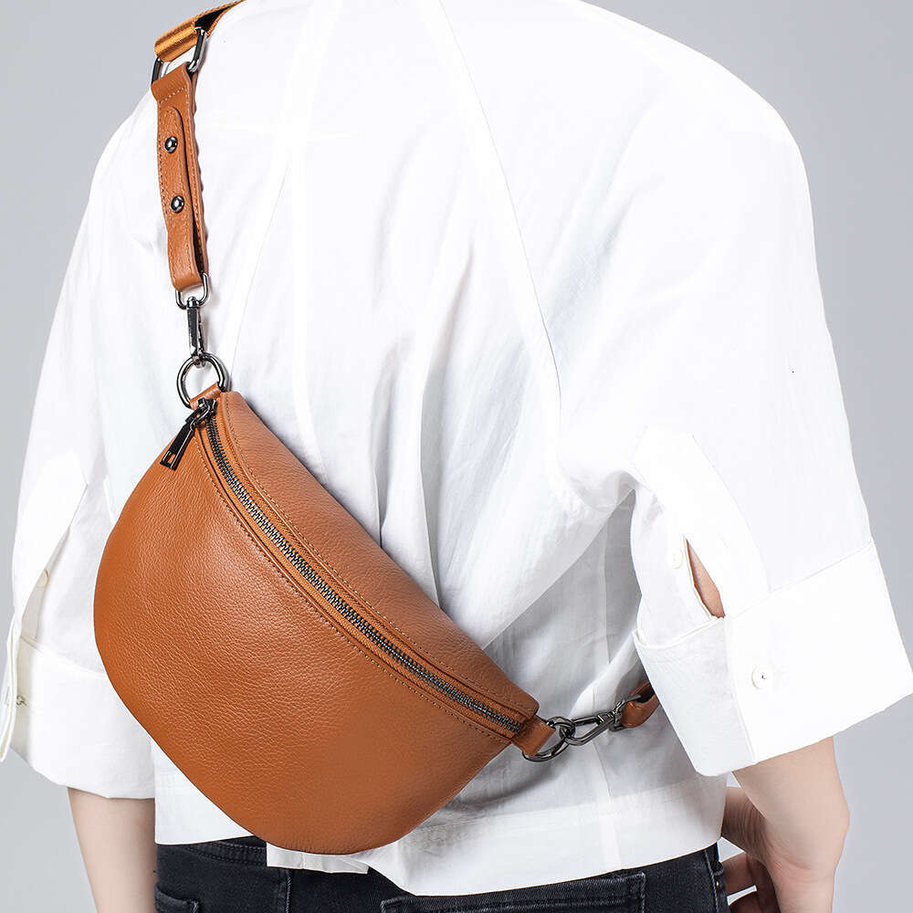 Genuine Bags Designer Women Leather Large Capacity Waist for Women, High-End Crossbody New Top Layer Cowhide Trendy Chest Bag, Simple wallet Shoulder 