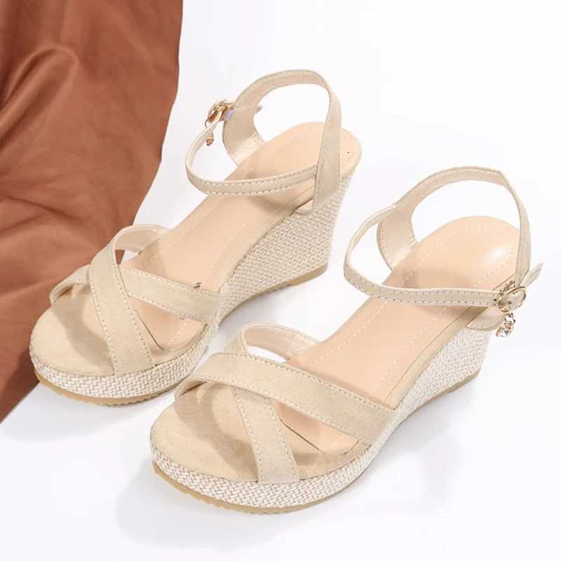 New Summer Fashion Sandals Wedge-heeled Waterproof Platform Thick-soled Roman Platform-soled Sandals Large Size Womens Shoes W250814