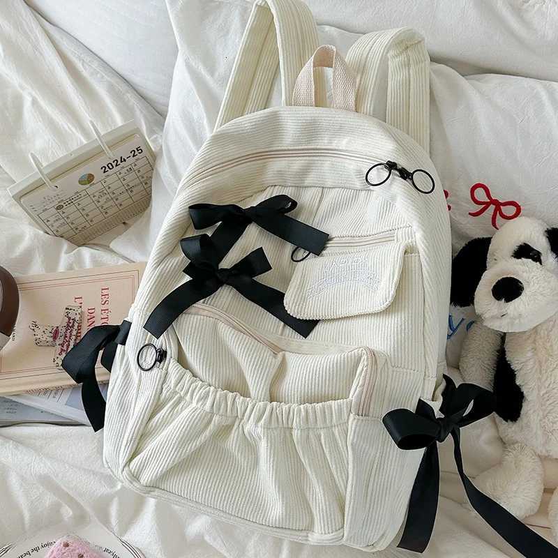 Cute Bow Knot Pleated Soft Girl Student Dad Dual Shoulder Bag Anime Manga College Sle Contrast Color Womens Bag XJ250814