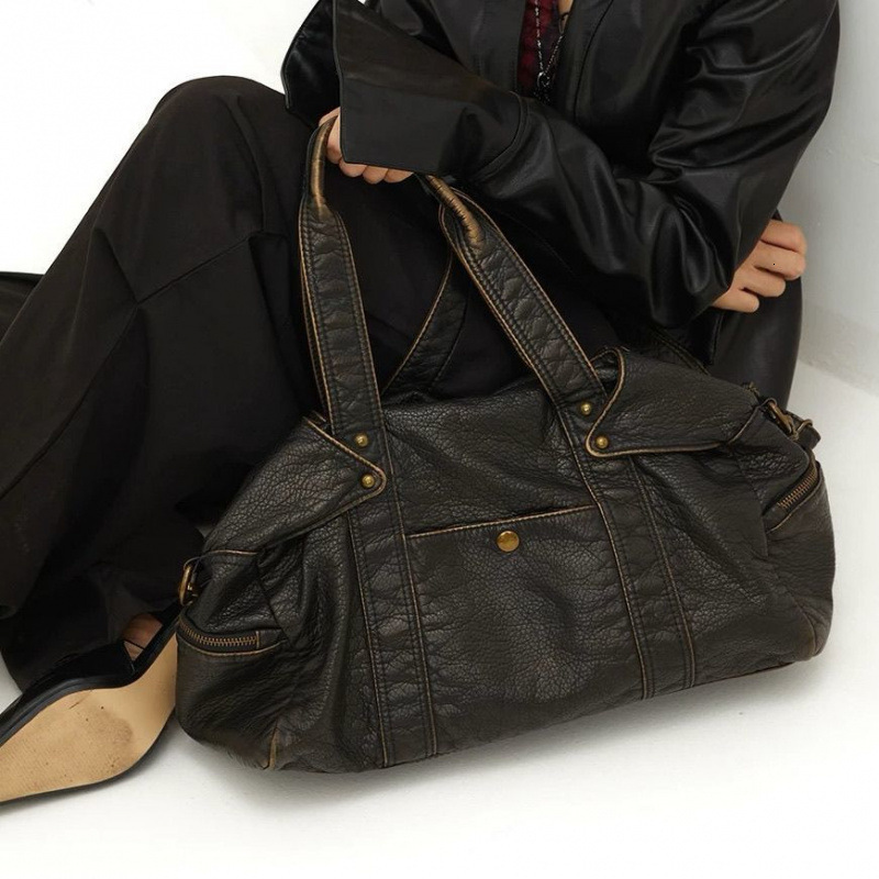 Designer Genuine Leather Soft Leather Vintage Elegant Single Shoulder Luxury Bag Crossbody Bag Tote Bag Niche Commuter Large Capacity Travel Single Sh