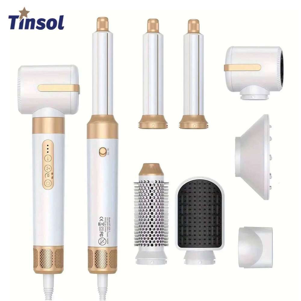 Tinsol 7 In 1 Brush Brushless High Speed with Diffuser Ionic Blow Dryer Hot Air Styling Comb Hair Curler